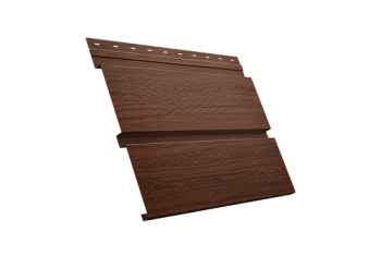 Софит металлический Квадро Брус Grand Line с перфорацией 0,45 Print Elite с пленкой Choco Wood TwinColor