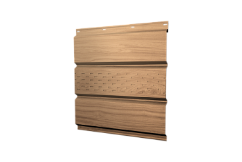 Софит металлический Классик Grand Line центральная перфорация 0,45 Print Elite с пленкой Honey Wood TwinColor